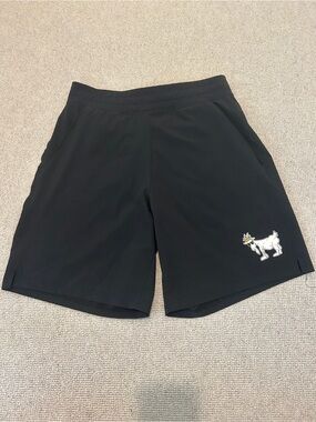 Men's Black Athletic Shorts with Goat Logo Accent